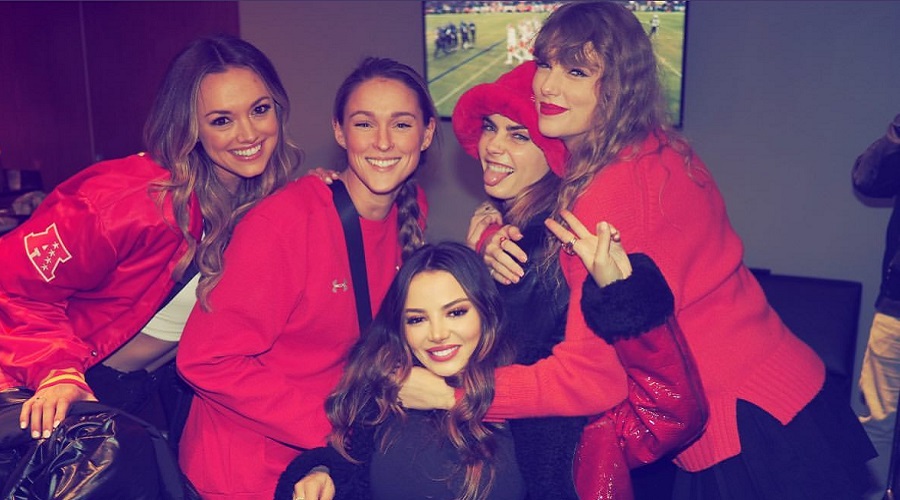 Taylor Swift with Kylie Kelce with Friends