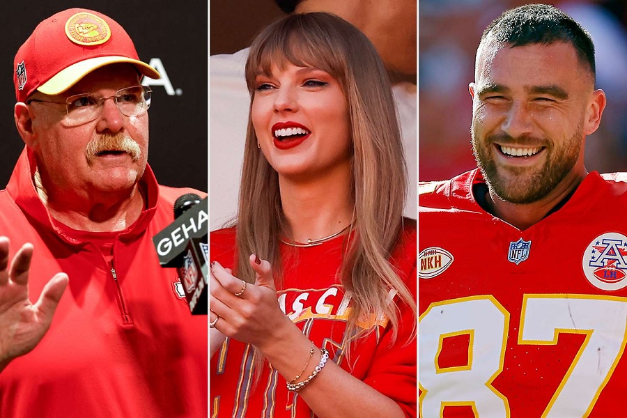 Andy Reid and Taylor Swift and Travis Kelce