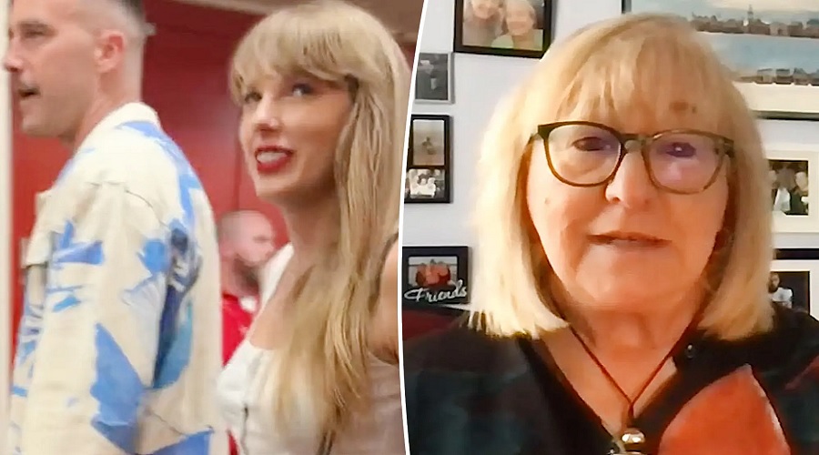 Donna Kelce and Travis Kelce with Taylor Swift