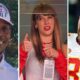 Patrick Mahomes and Taylor Swift with Travis Kelce
