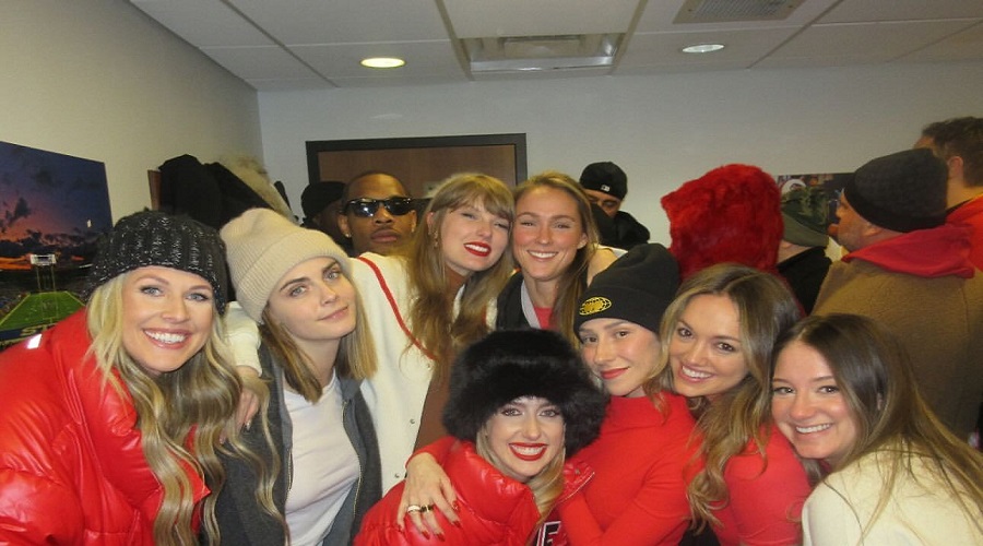 Taylor Swift Kylie Kelce Brittany Mahomes and Others in Celebratory photo