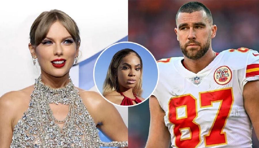 Travis Kelce and Taylor Swift and Maya Benberry