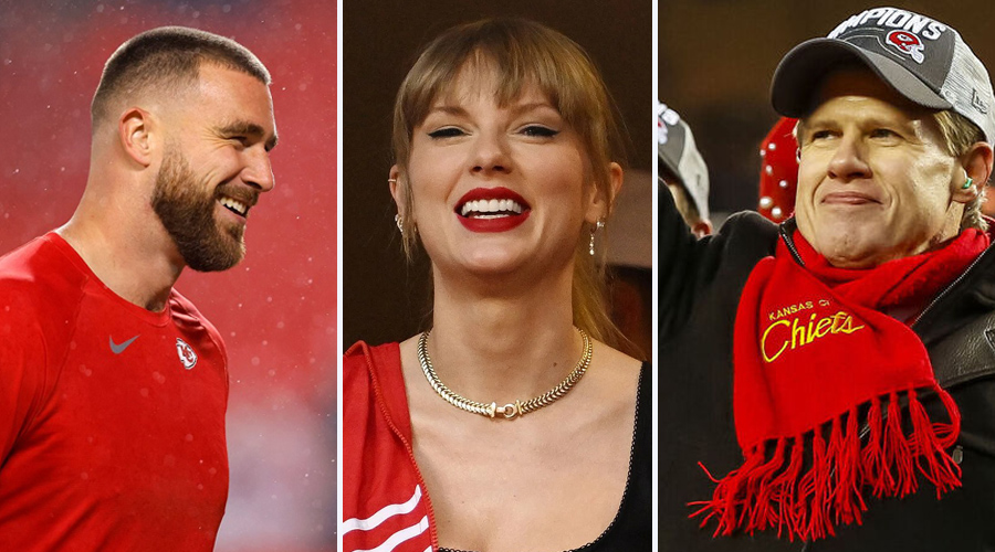 Travis Kelce with Taylor Swift and Clark Hunt