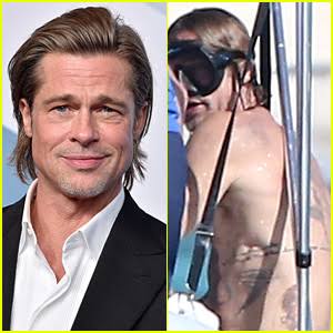 Brad Pitt shows off extensive tattoo collection in shirtless promo